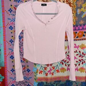 JUSTIFY Light Pink Buttoned Long Sleeve Top